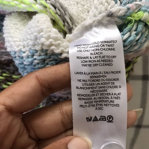 Anthropologie Ivory Fair Isle Chunky Knit Hooded Poncho Sweater XS S - Picture 8 of 8